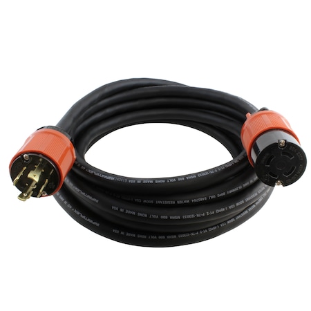 25ft SOOW 10/4 NEMA L15-30 30A 3-Phase 250V Industrial Rubber Extension Cord